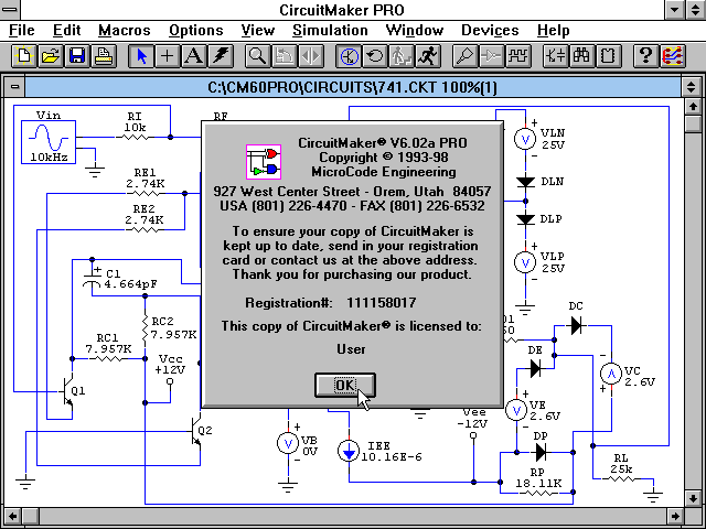 CircuitMaker 6.02a Pro - About